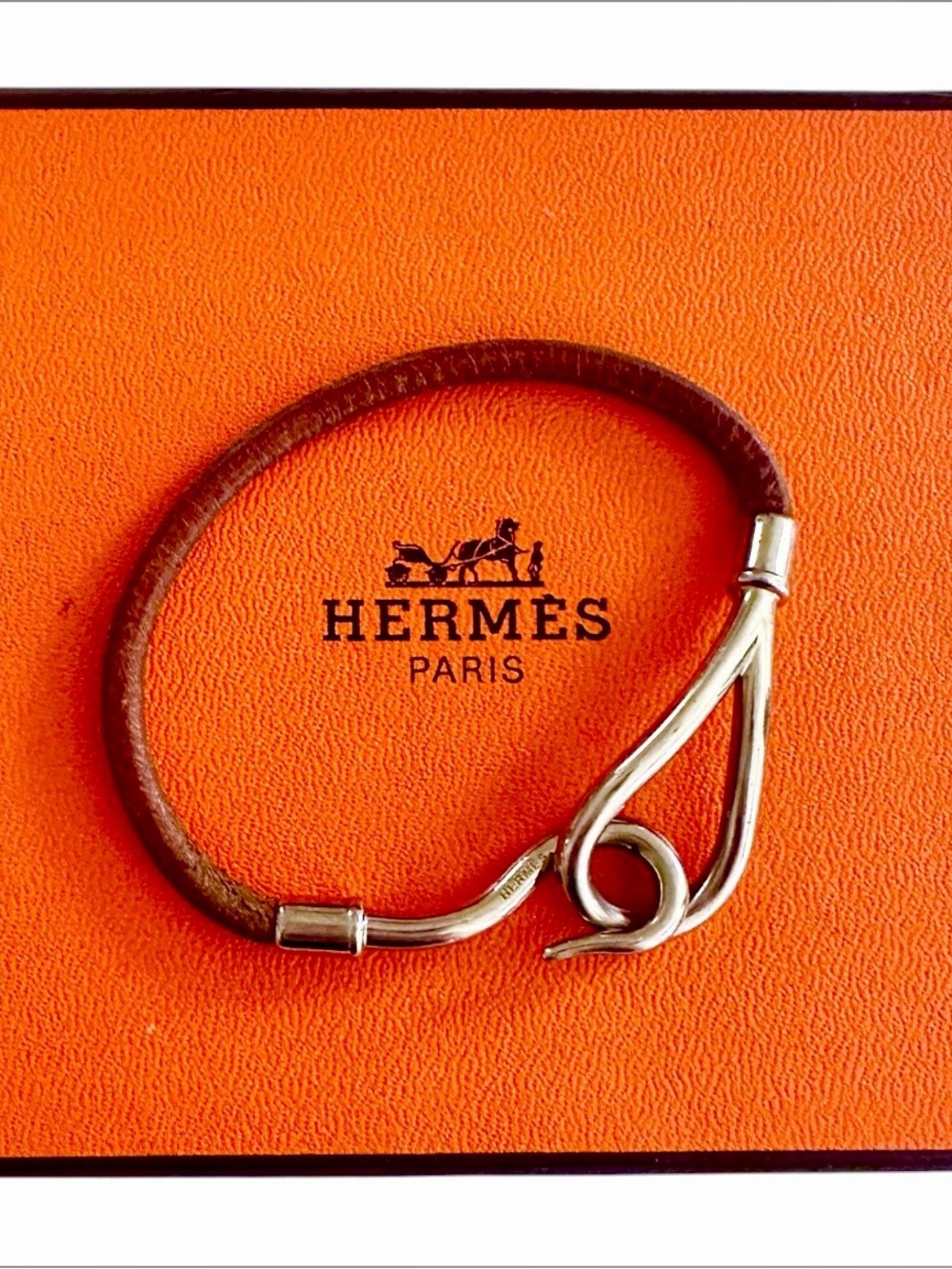 Hermès Jumbo Hook  Brown Leather Bracelet